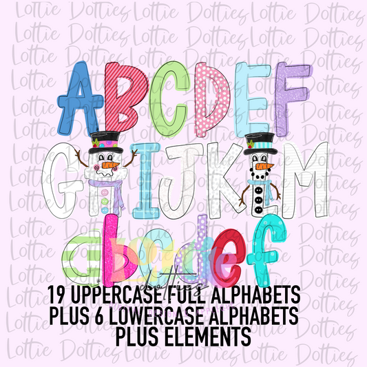 Snowman Alpha Pack - Winter Alphabet - Snowman Alpha Pack - Christmas Alpha Pack - Alphabet Clipart - Instant Download