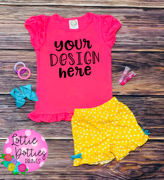 Kids Mock Up Blanks Boutique Hot Pink Shirt Mock Up Digital Download