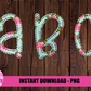 Aqua Floral Faux Applique Alphabet - Alpha Pack - Alphabet Clipart - Instant Download - Floral