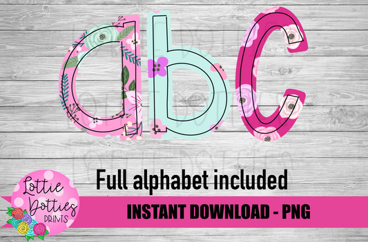 Floral Alphabet - Alpha Pack - Alphabet Clipart - Instant Download