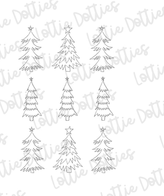 Sketch Christmas Trees Png - Christmas Sublimation Design - Digital Download