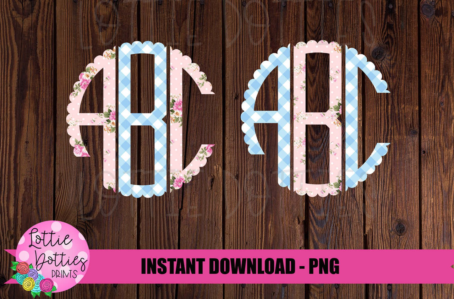 Floral Scallop Monogram Alphabet - Alpha Pack - Alphabet Clipart - Instant Download