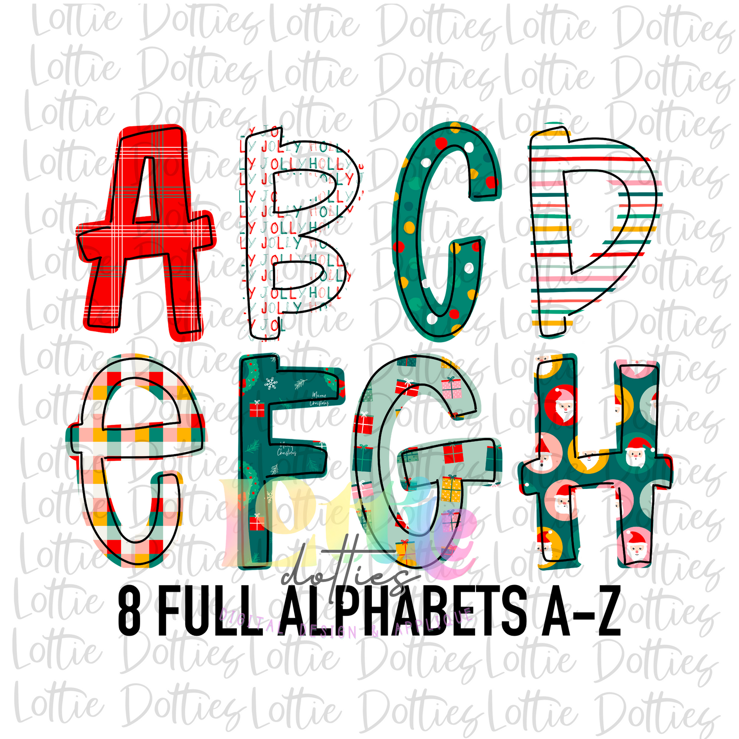 Retro Christmas Alpha - Christmas Alphabet Clipart - Instant Download