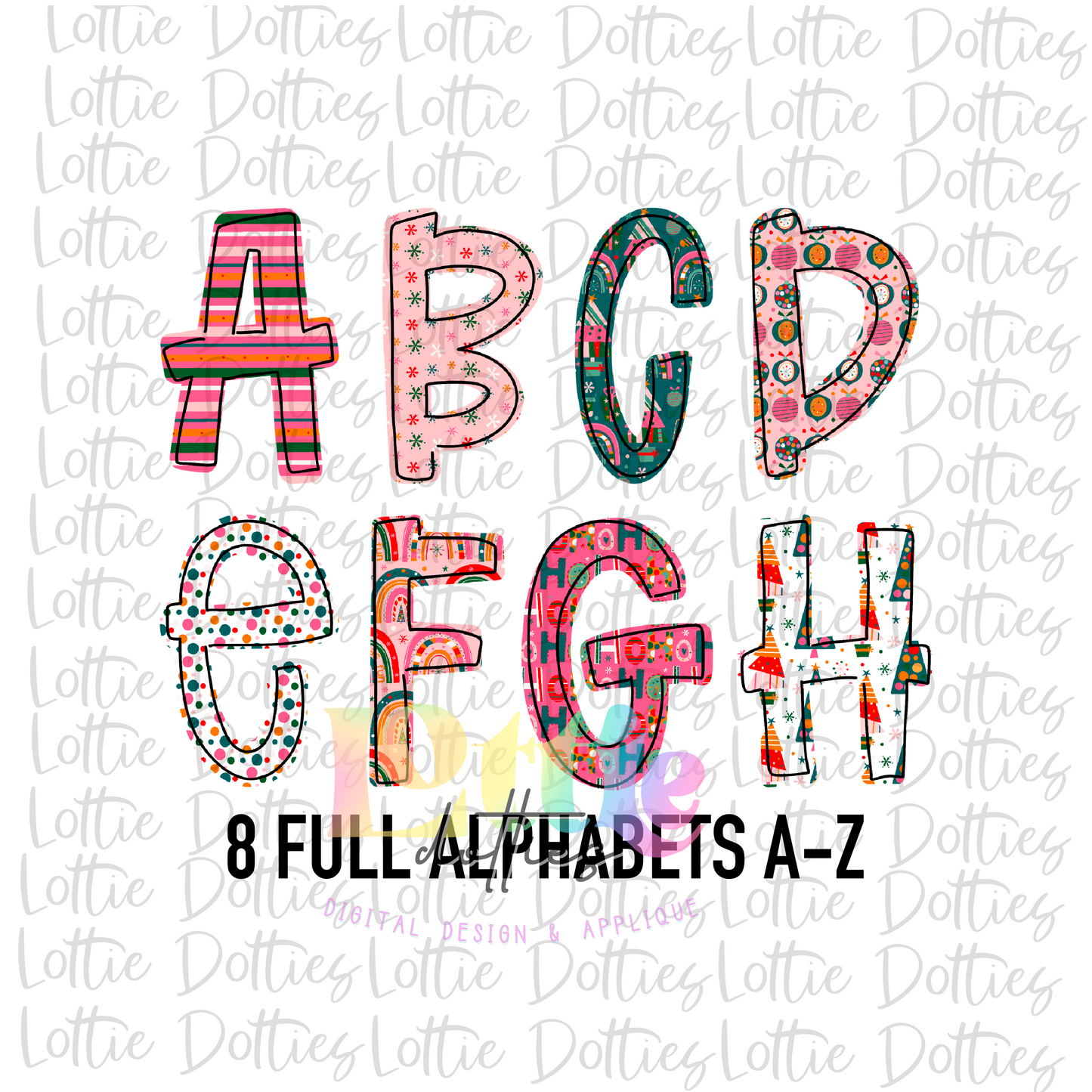 Ho Ho Ho Pink Alpha - Alphabet Clipart - Instant Download  - Alpha Pack