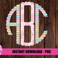 Unicorn Scallop Monogram Alphabet - Alpha Pack - Alphabet Clipart - Instant Download