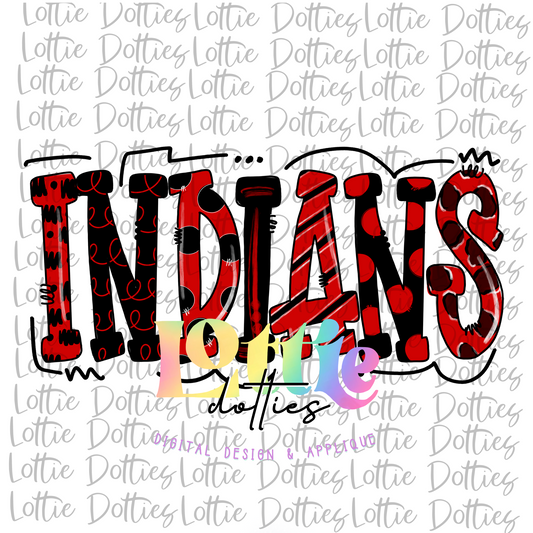 Indians PNG - Black and Red -  Indians sublimation design - Digital Download
