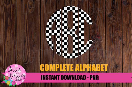 Racing checkered Circle Alphabet - Alpha Pack - Alphabet Clipart - Instant Download  - Alpha Pack