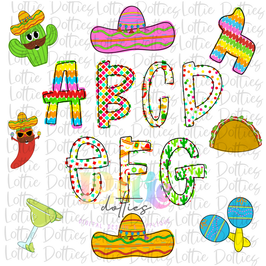 Cinco de Mayo Alpha - Alpha Pack - Alphabet Clipart - Instant Download  - Alpha Pack