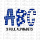 Royal Blue & White Hand Lettered  Alphabet - Instant Download