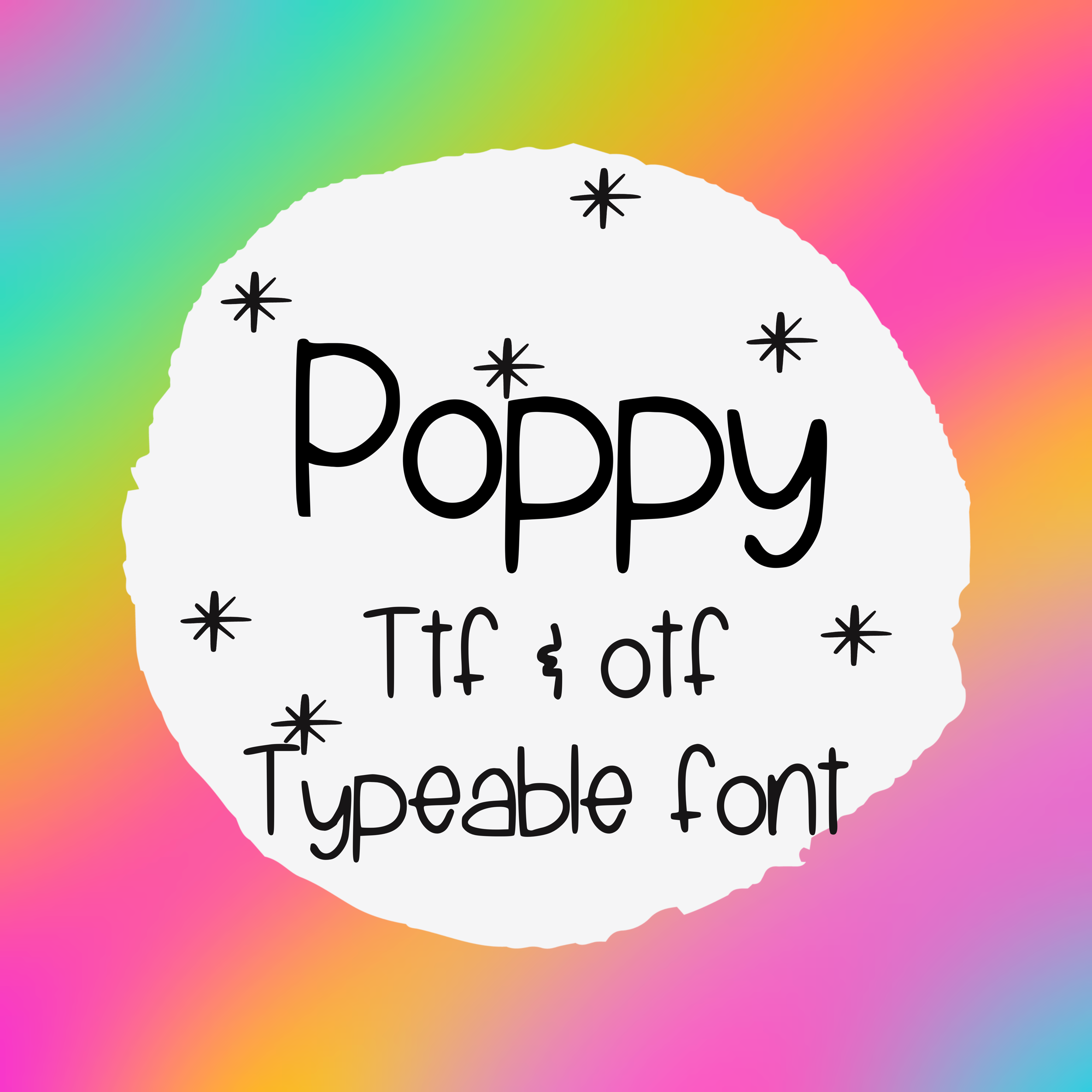 Poppy Lettering Design Poppy Font - Quirky Handwritten Font- true type font - otf and ttf - t ...