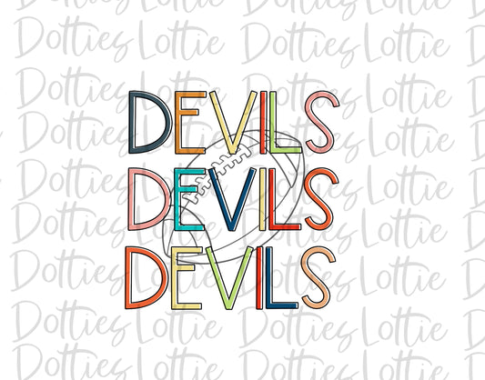 Devils Football - PNG - Football - Sublimation design - Digital Download