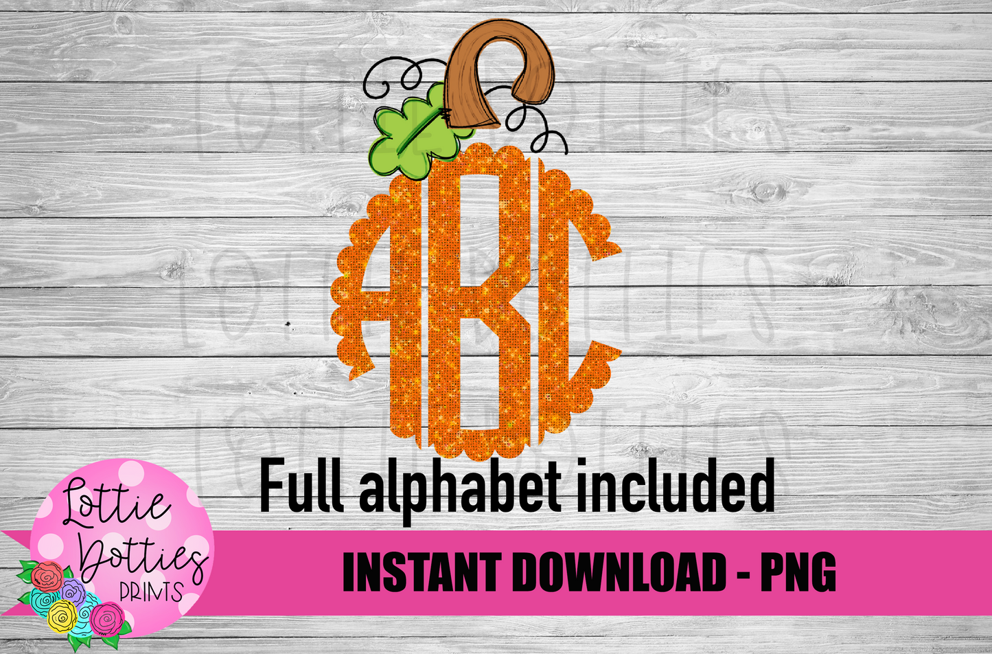 Glitter Pumpkin Scallop Monogram Alphabet - Halloween Alpha Pack - Alphabet Clipart - Instant Download