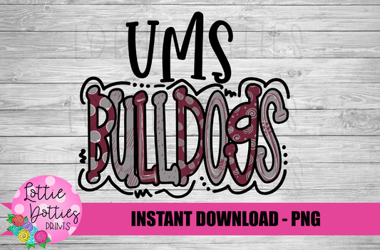 UMS Bulldogs PNG - Black and Gold Bulldogs  -  sublimation design - Digital Download