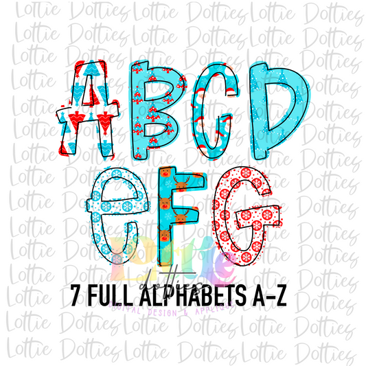 Blue Christmas Alpha Pack - Alphabet Clipart - Instant Download  - Alpha Pack