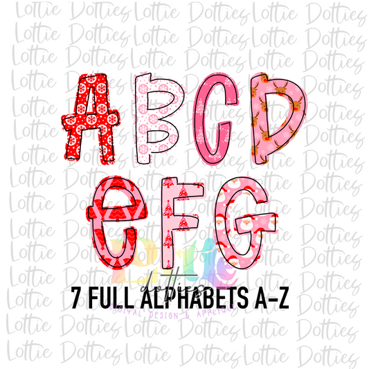 Pink and Red Christmas Alpha Pack Alphabet Clipart - Instant Download  - Alpha Pack