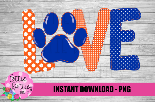 Love Paw PNG - Tigers PNG - Instant Download - Digital Download - Tigers Sublimation Design