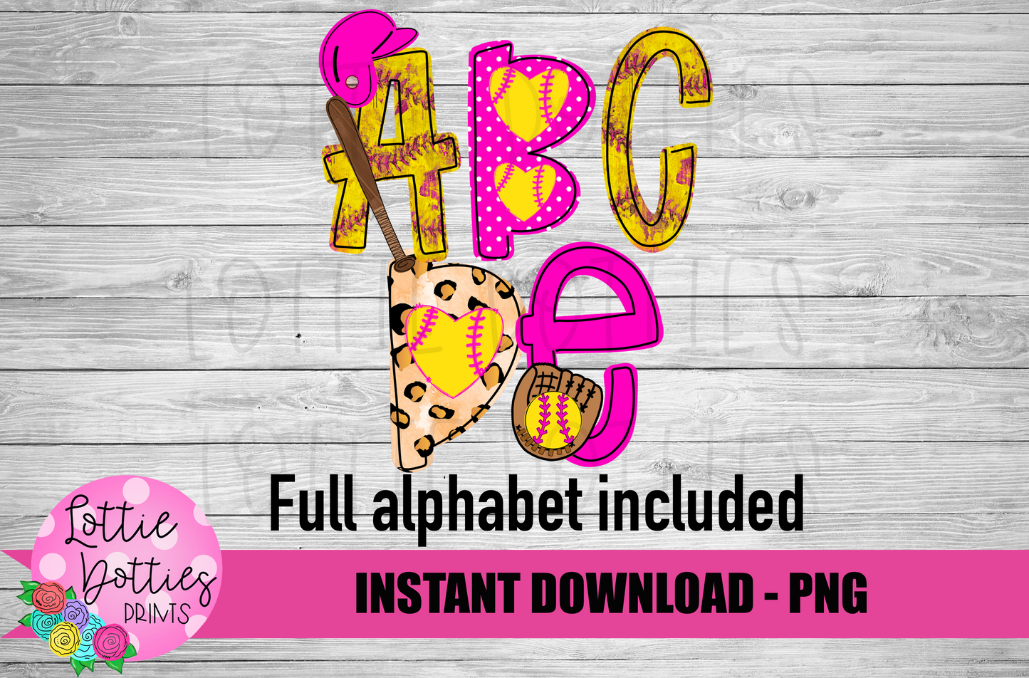 Softball Alphabet - Alpha Pack - Alphabet Clipart - Instant Download  - Alpha Pack