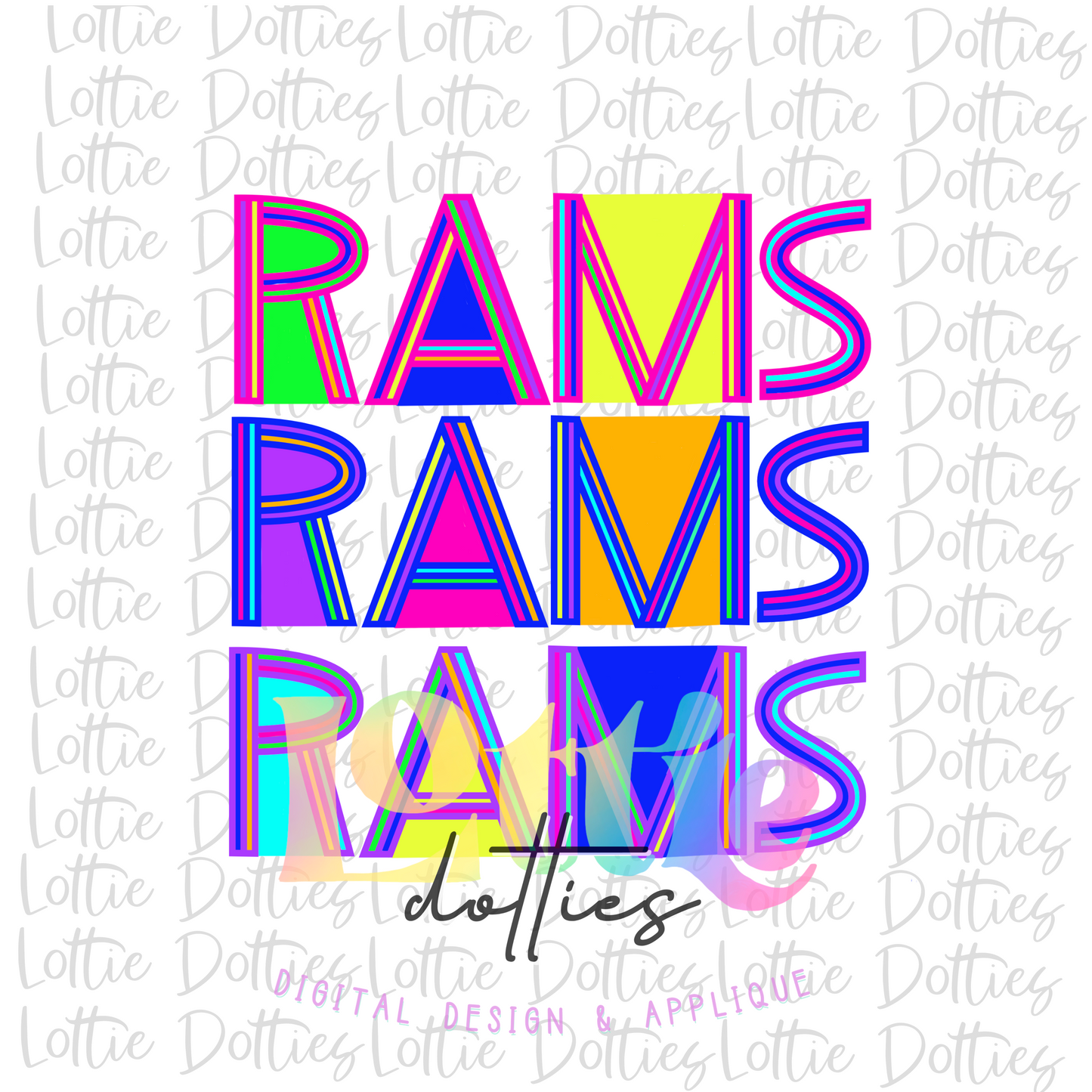 Rams PNG - Rams Sublimation design - Digital Download - Neon