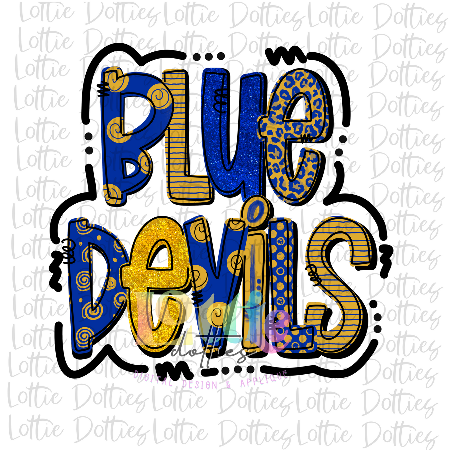 Blue Devils Png - Football Sublimation Design  - Blue and Gold - Digital Download