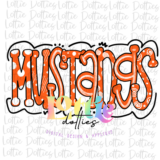 Mustangs PNG - Mustangs -  sublimation design - Digital Download Orange and White