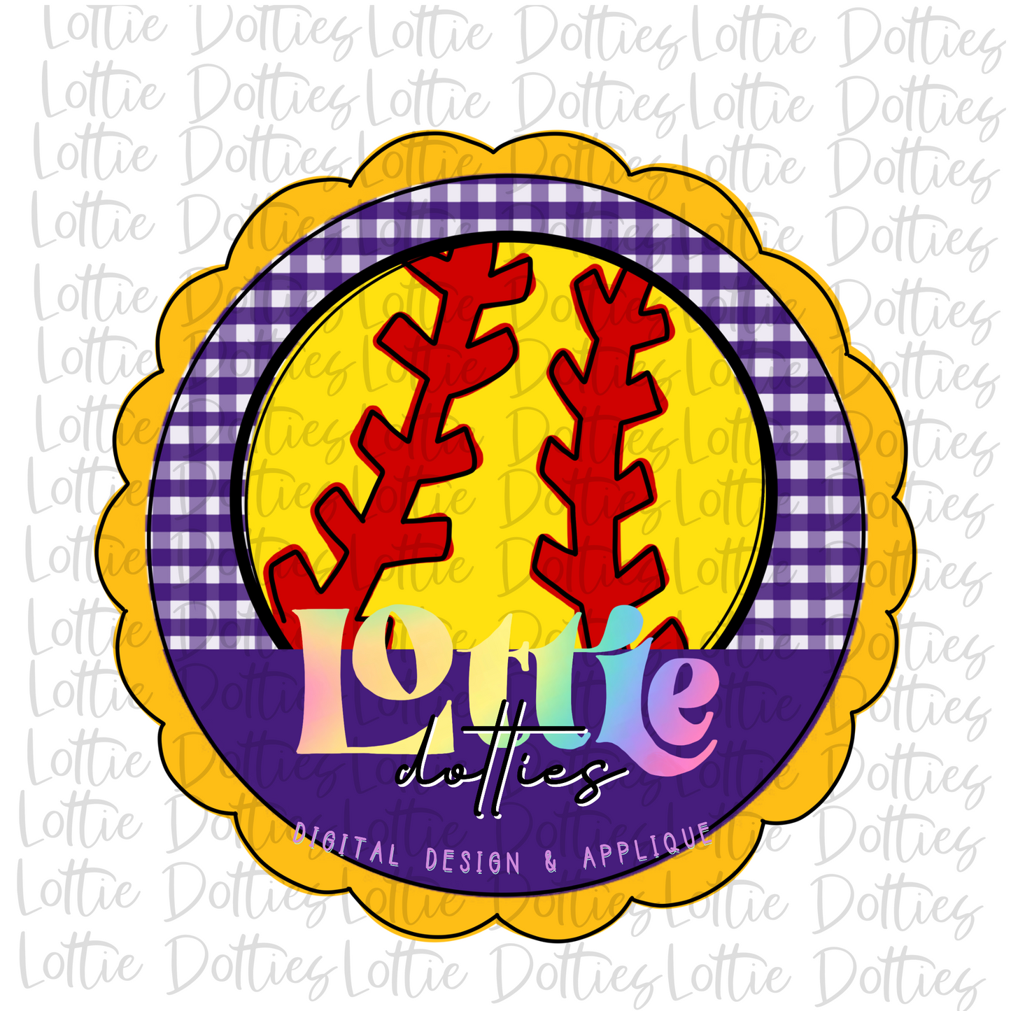 Softball Circle  - PNG -Softball Sublimation- Digital Download -Purple and Gold