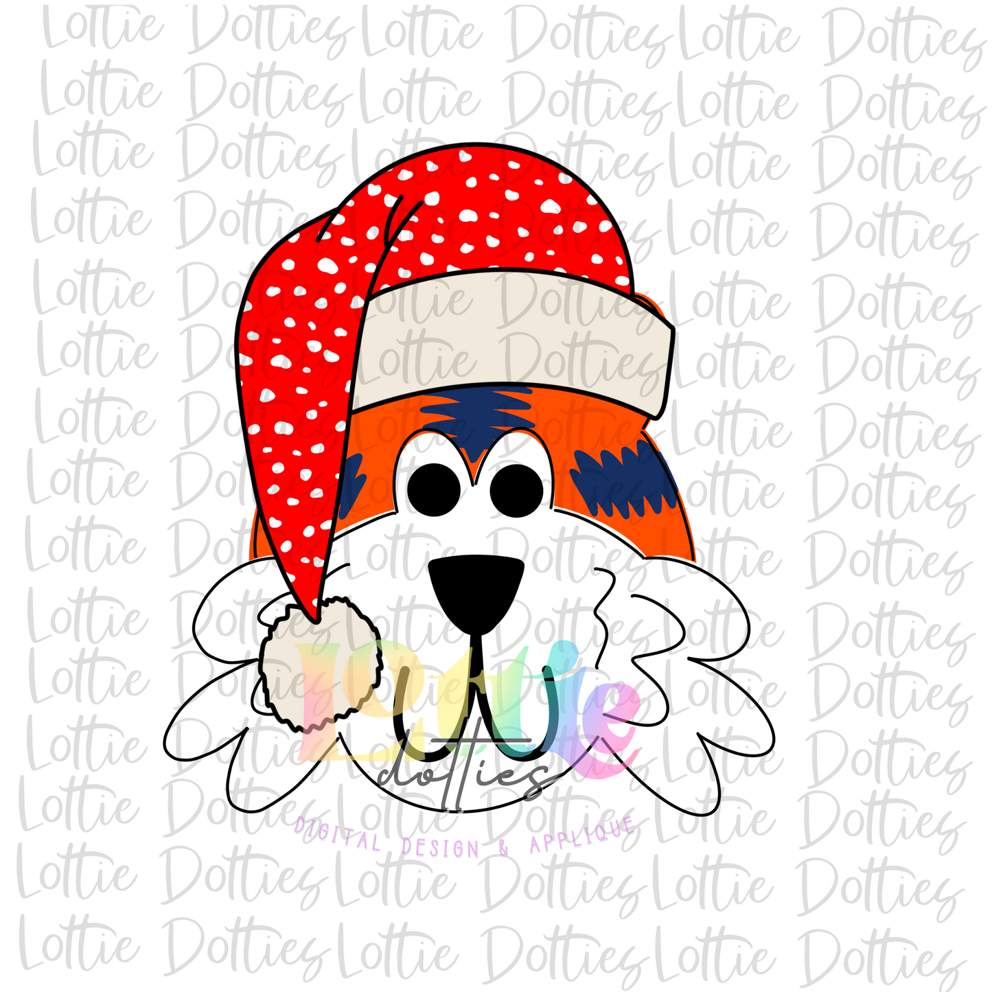 Tiger Santa Hat navy and orange  Png - Sublimation Design- Digital Download