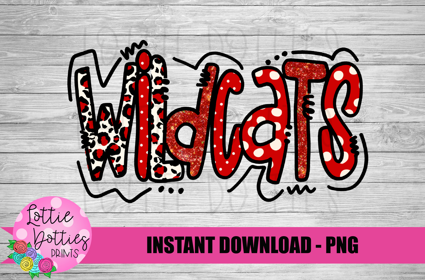 Wildcats  PNG - Wildcats -  sublimation design - Digital Download - Red and White