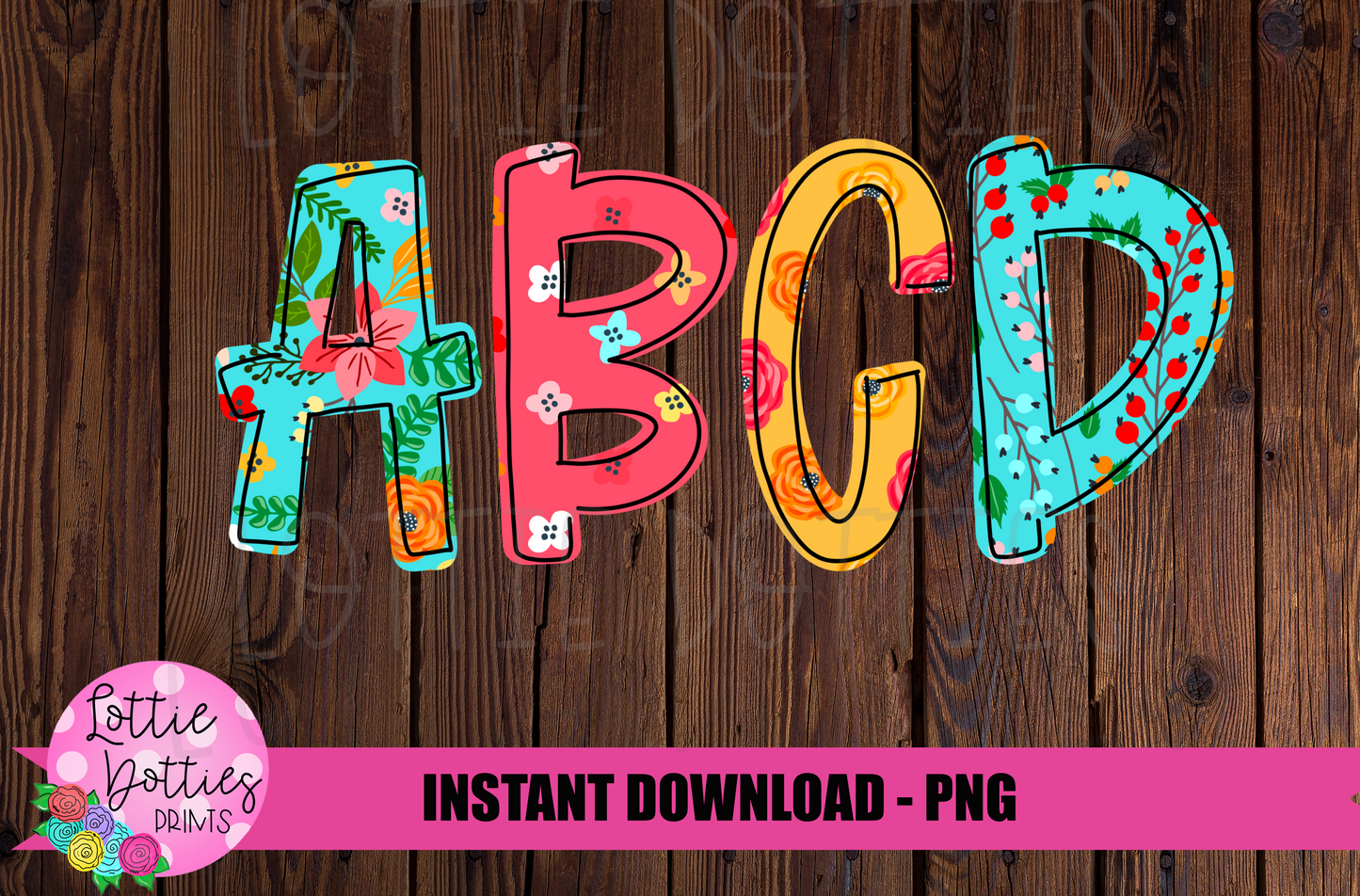 Floral Alphabet - Alpha Pack - Alphabet Clipart - Instant Download