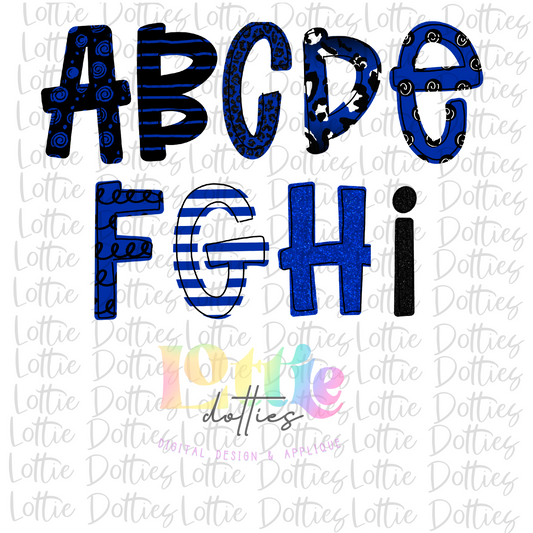 Royal and Black Spirit Alphabet - Alpha Pack - Alphabet Clipart - Instant Download  - Girl Alpha Pack