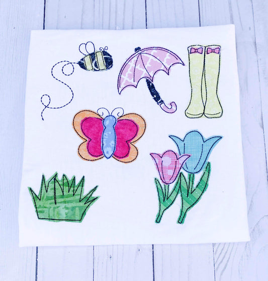 Spring Applique Alphabet Elements Pack - Machine Embroidery Applique Design - Alphabet Applique - Instant Download