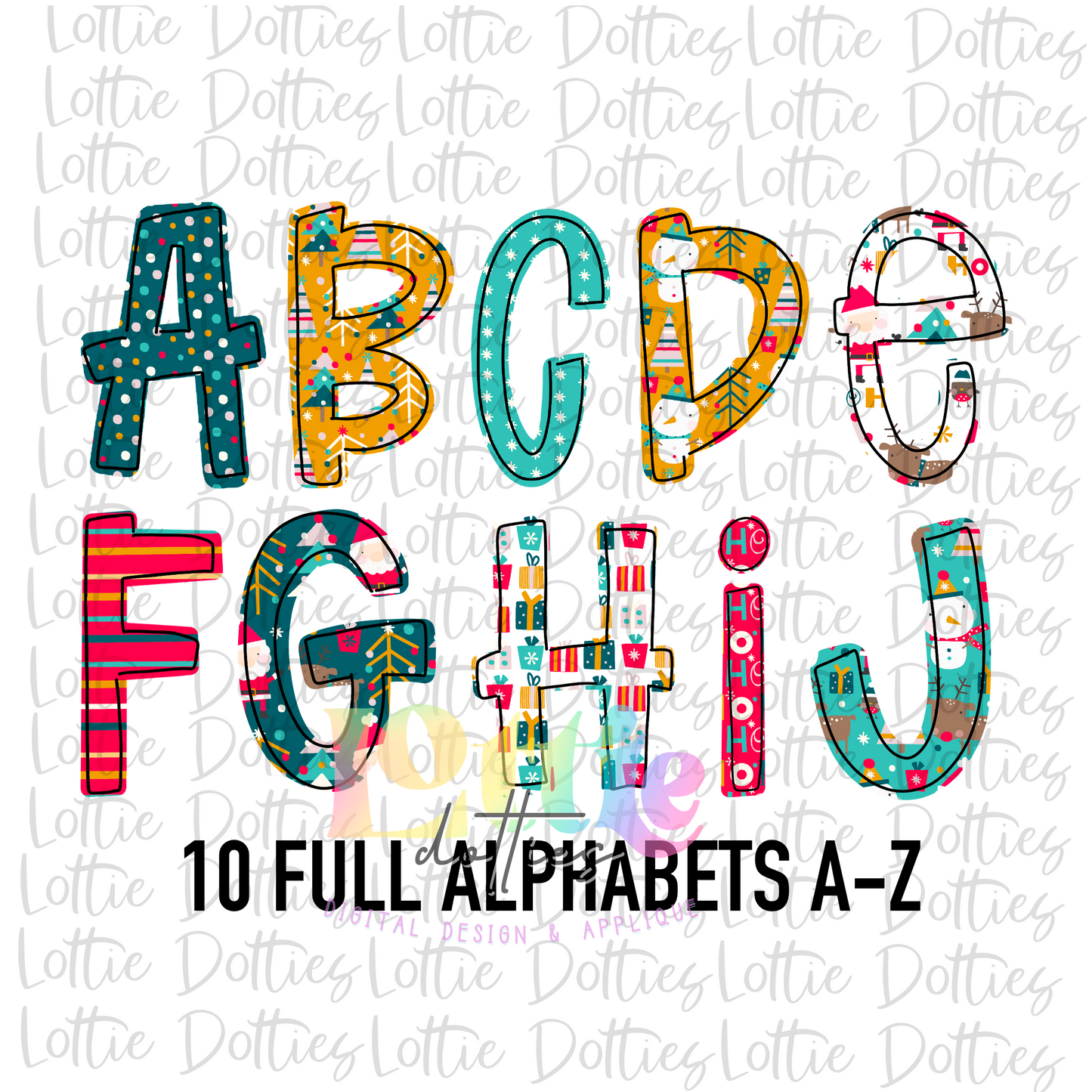 Ho Ho Ho Navy Alpha - Alphabet Clipart - Instant Download  - Alpha Pack