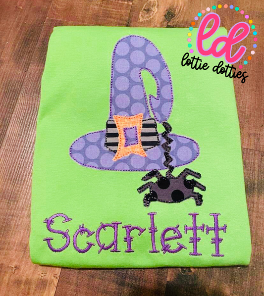 Witch Hat Spider Applique Design - Machine Embroidery - Instant Download