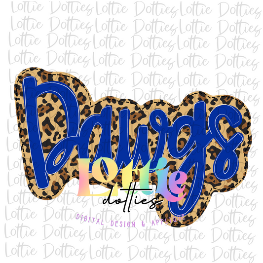 Dawgs - PNG - sublimation design - Digital Download - Leopard and Blue