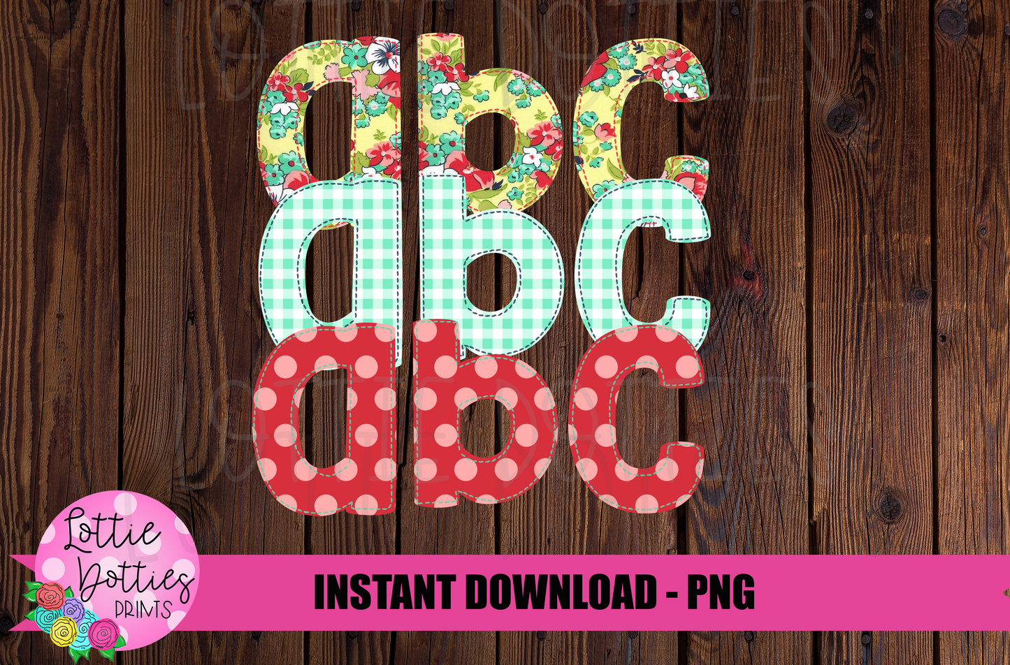 Floral Faux Applique Alphabet - Alpha Pack - Alphabet Clipart - Instant Download