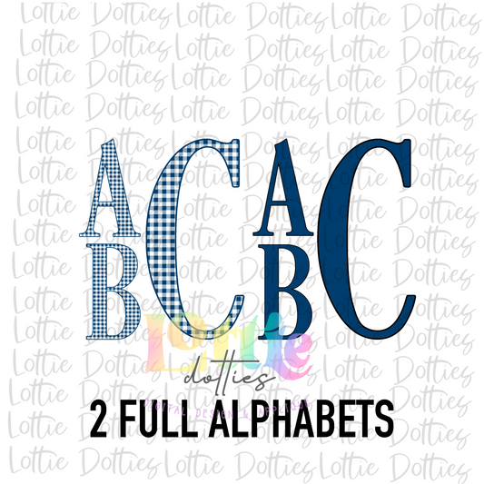 Navy Stacked Monogram Alpha Pack - PNG - Digital Download