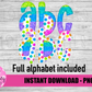 Rainbow Stripe and Dots Faux Applique Alphabet - Alpha Pack - Alphabet Clipart - Instant Download - Rainbow