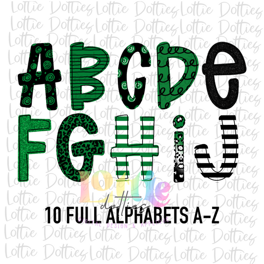 Black and Green Spirit Alphabet - Alpha Pack - Alphabet Clipart - Instant Download  - Girl Alpha Pack