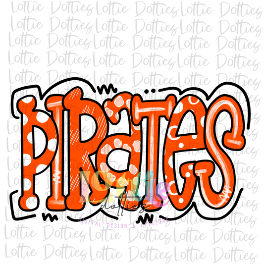 Pirates PNG - Pirates -  sublimation design - Digital Download - Orange and White