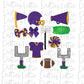 Purple and Gold Football and Cheer Elements - Football Alpha Pack add ons - Football Clipart - Digital Download - PNG