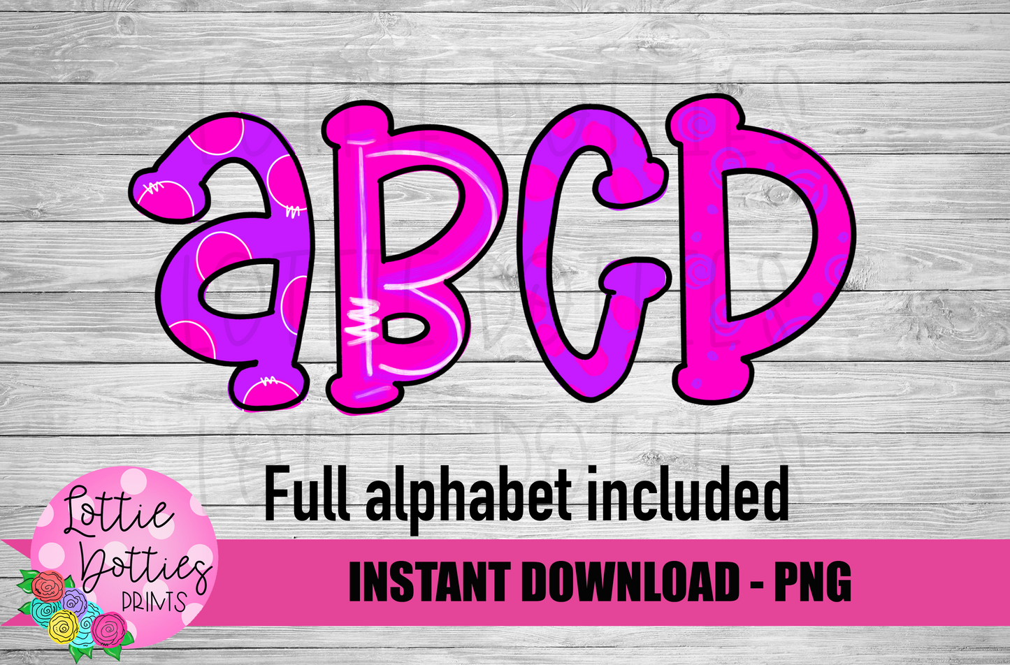 Pink and Purple Hand Lettered Alphabet - Alpha Pack - Alphabet Clipart - Instant Download  - Alpha Pack