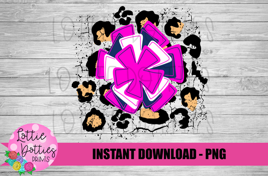 Pink and navy Pom PNG - Cheerleader -  Pom Pom  -  sublimation design - Digital Download