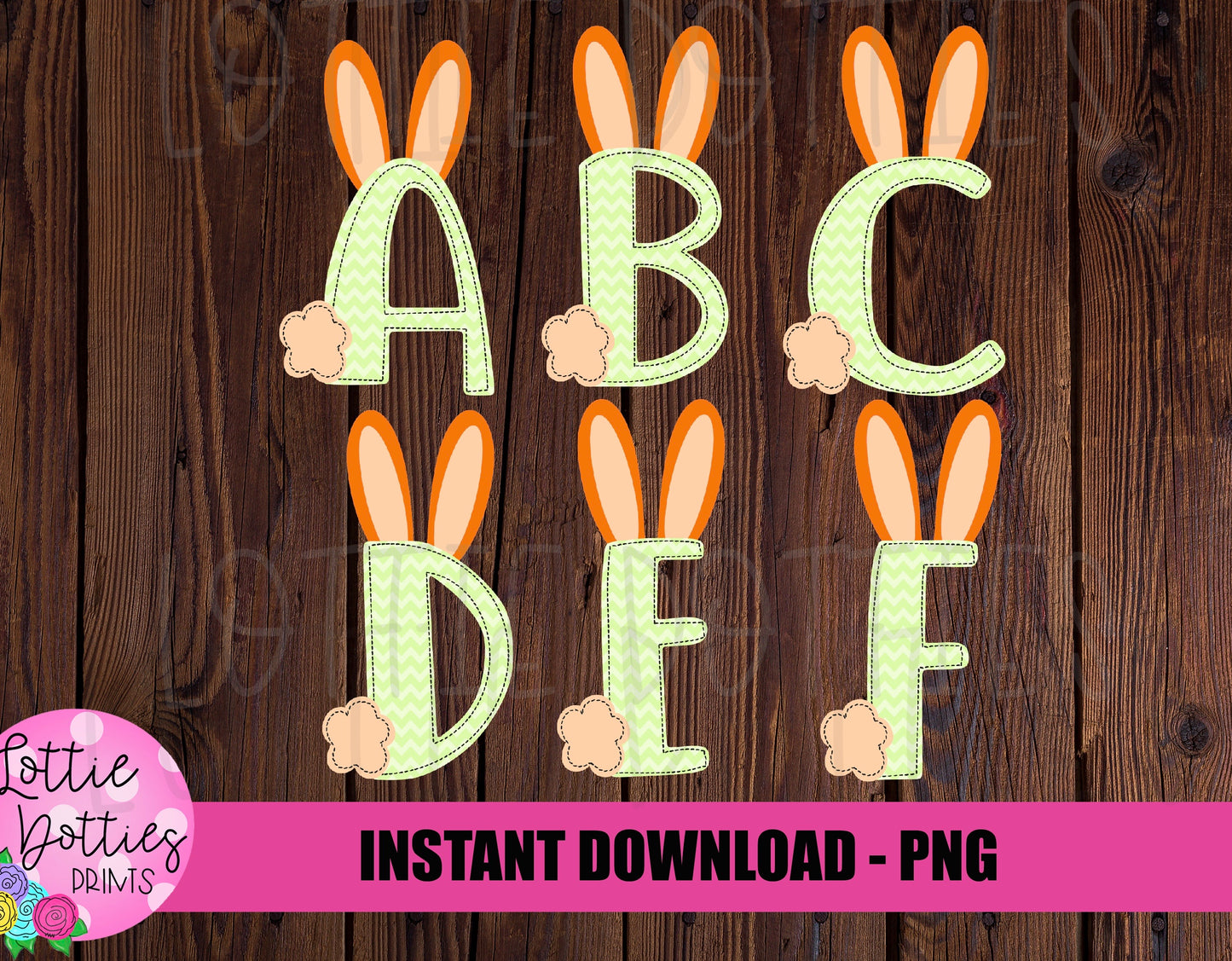 Easter Bunny Faux Applique Alphabet - Alpha Pack - Alphabet Clipart - Instant Download