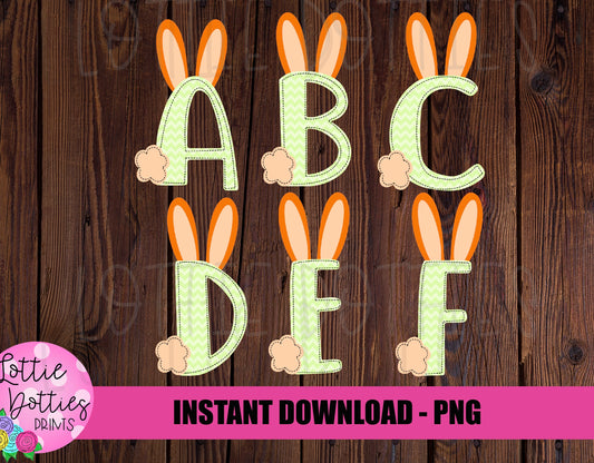 Easter Bunny Faux Applique Alphabet - Alpha Pack - Alphabet Clipart - Instant Download