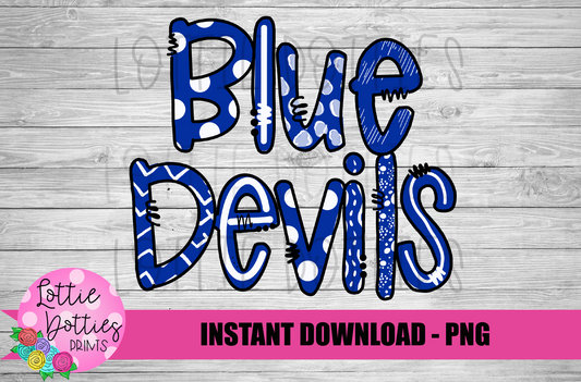 Blue Devils Png - Football Sublimation Design -Royal and Black - Digital Download