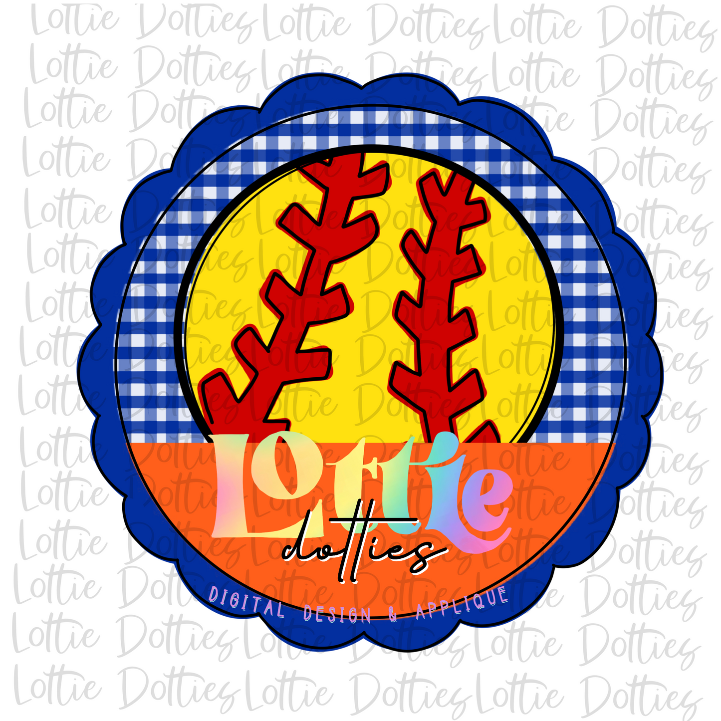 Softball Circle  - PNG -Softball Sublimation- Digital Download - Royal and Orange