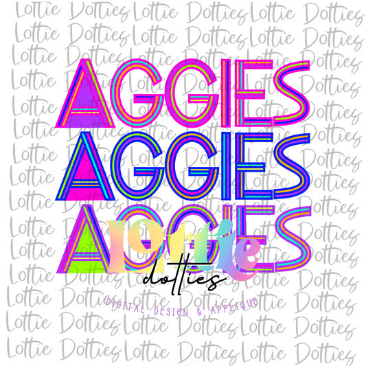 Aggies PNG - Aggies Sublimation Design - Digital Download - Neon