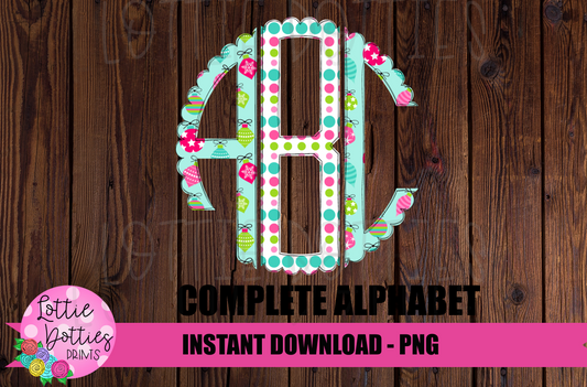 Christmas ornaments scallop monogram Alphabet - Christmas Alpha Pack - Alphabet Clipart - Instant Download Alpha Pack