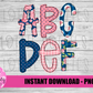 Navy Floral Alphabet - Alpha Pack - Alphabet Clipart