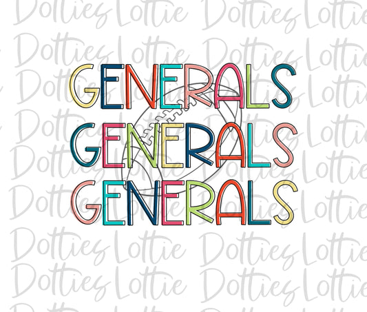 Generals  Png - Football Sublimation Design - Digital Download