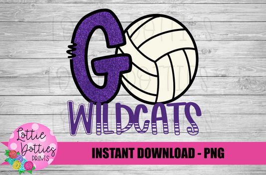 Go Wildcats  PNG - Wildcats -  volleyball sublimation design - Digital Download